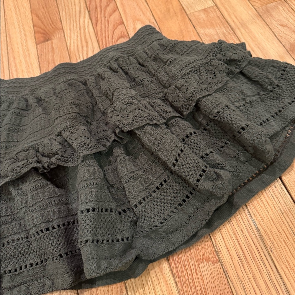 Green Crochet Lace Micro Mini Skirt